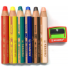 6 crayons de couleurs Woody 3 en 1 + taille crayon Stabilo | Espace Inclusif