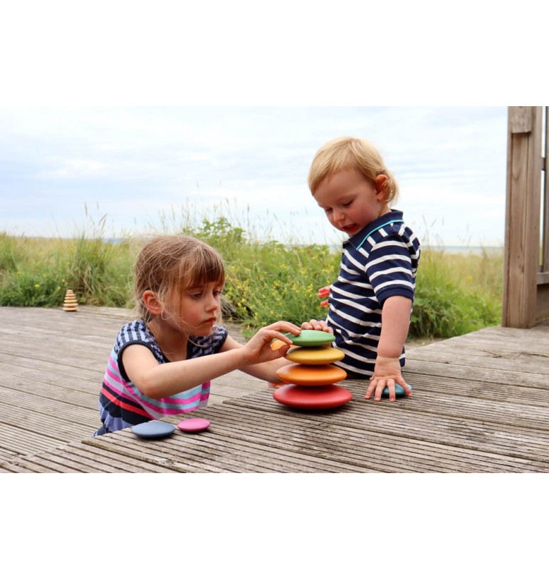 Planche d'équilibre en bois arc-en-ciel, planche d'équilibre courbe Montessori p