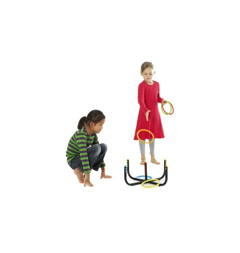 Haofy Jeu de Lancer d'Anneaux en Plastique avec 4 Fers à Cheval et 4 Anneaux pour Enfants, Jeu de Lancer d'Anneaux, Jeux de Vitesse et d'Entraînement