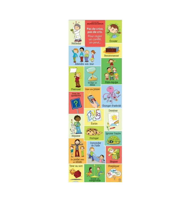 Apprendre à coopérer en jouant : des jeux pour développer l'empathie et les compétences sociales de l'enfant - Affiche des solutions aux conflits