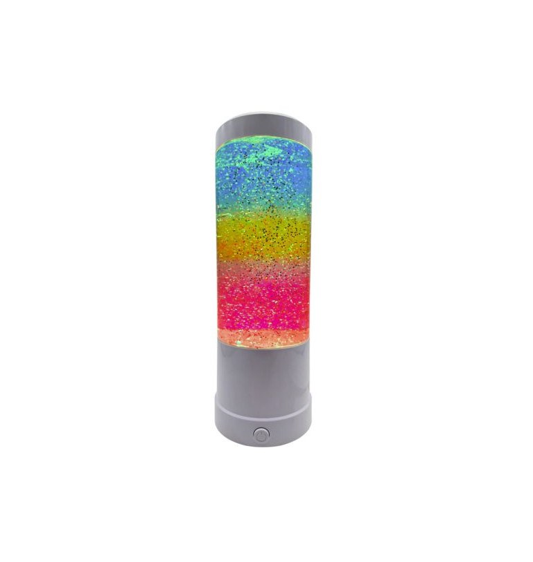 Comment choisir une lampe sensorielle pour son enfant ? - Lampe à paillettes arc-en-ciel